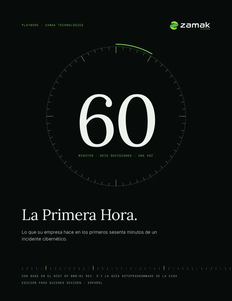 Portada de La Primera Hora, el playbook de respuesta a incidentes de Zamak Technologies